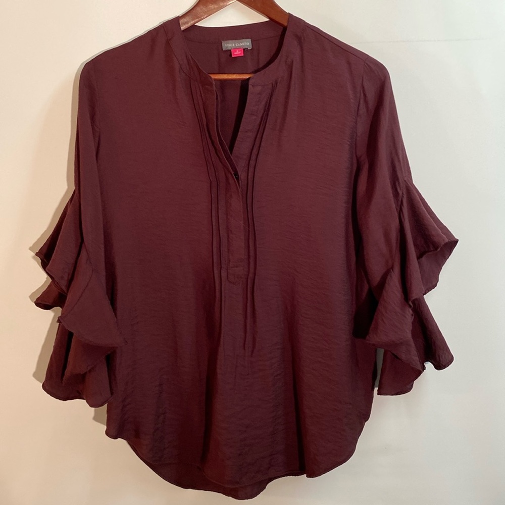 Vince Camino - women’s ruffle sleeve, henley blouse. Size S